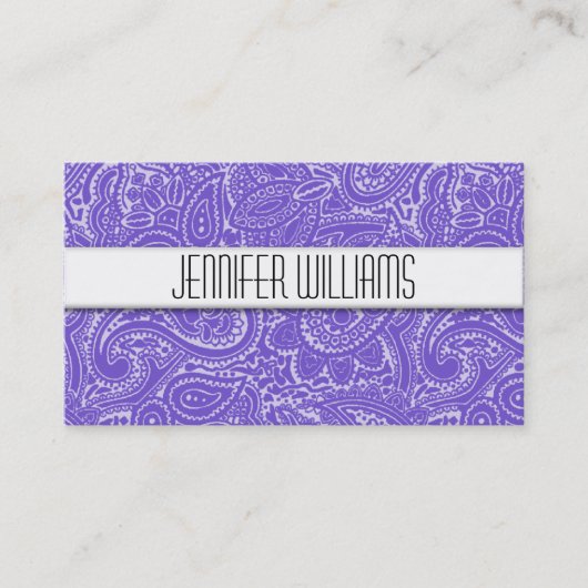 Moderne Berufliche Lavender Paisley Business Card Visitenkarte (Vorderseite)