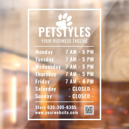 Moderne Berufliche Logoöffnungszeiten Weiß Fensteraufkleber