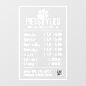 Moderne Berufliche Logoöffnungszeiten Weiß Fensteraufkleber (Blatt)