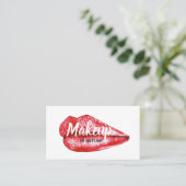 Moderne Berufliche Makeup Artist Rote Lippen Visitenkarte (Stehend Vorderseite)