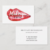 Moderne Berufliche Makeup Artist Rote Lippen Visitenkarte (Vorne/Hinten)
