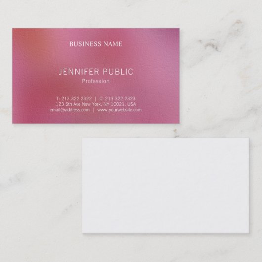 Moderne Berufliche Minimalistische Elegant-Vorlage Visitenkarte (Vorne/Hinten)