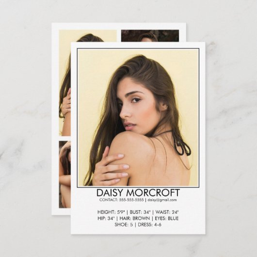 Moderne Berufliche Modell-Foto-Composite-Karte Karte (Vorne/Hinten)