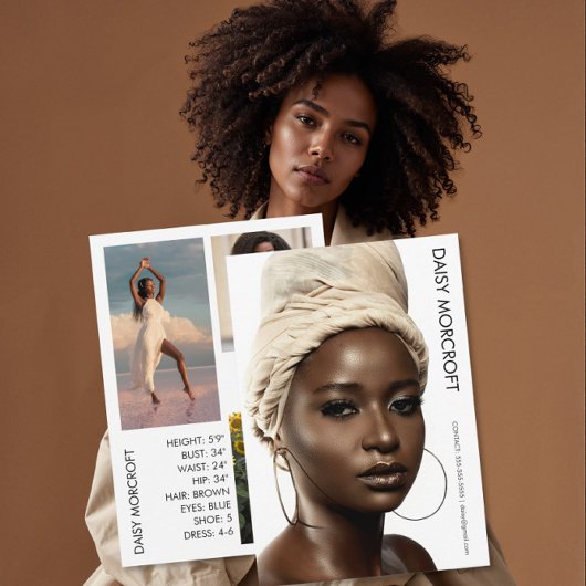 Moderne Berufliche Modell-Foto-Composite-Karte Karte