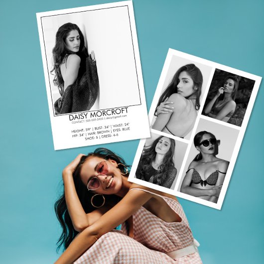 Moderne Berufliche Modell-Foto-Composite-Karte Karte