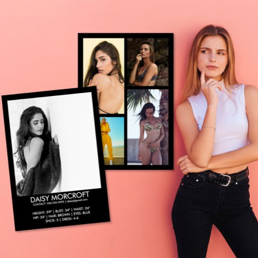 Moderne Berufliche Modell-Foto-Composite-Karte Karte