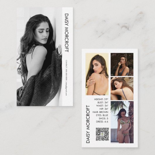 Moderne Berufliche Modell-Foto-Composite-Karte Visitenkarte (Vorne/Hinten)