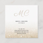 Moderne Berufliche Monogram Glitting Gold Tropfen Quadratische Visitenkarte (Rückseite)