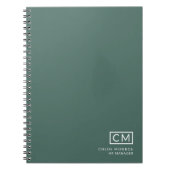 Moderne Berufliche Monogram Initial Sage Green Notizblock (Vorderseite)