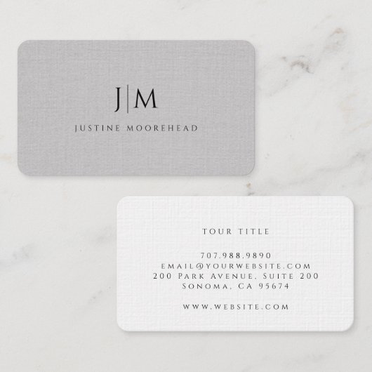 Moderne Berufliche Monogram Minimalistisch Grau Li Visitenkarte (Vorne/Hinten)