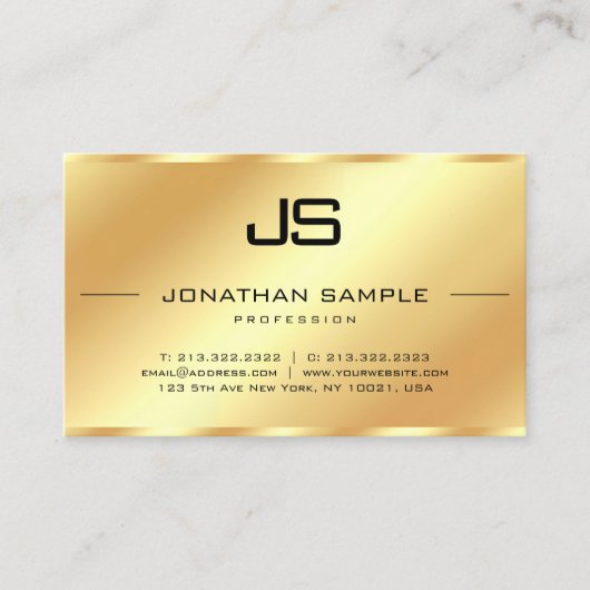 Moderne Berufliche Monogramm-Goldvorlage Visitenkarte (Vorderseite)