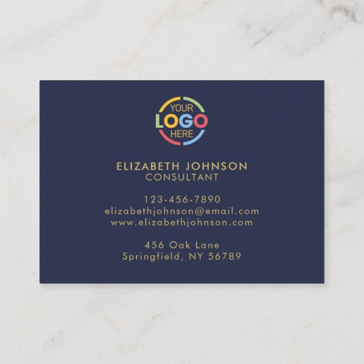 Moderne Berufliche Navy Blue Gold Einfache Erinner Terminkarte (Rückseite)