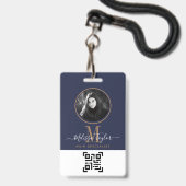 Moderne Berufliche Navy Blue Gold Signature Ausweis (Front with Lanyard)