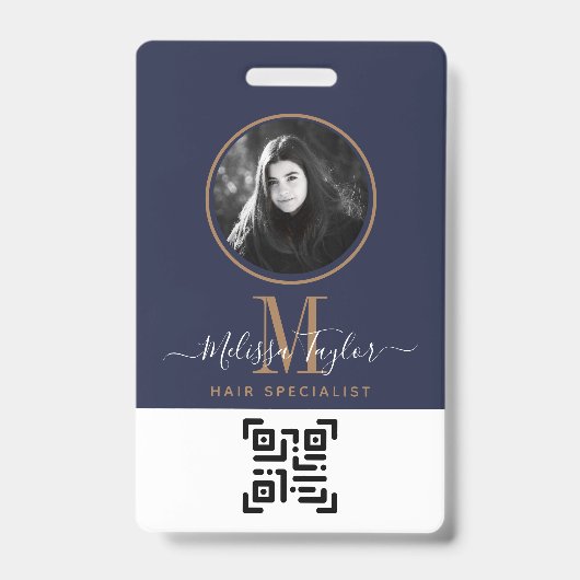 Moderne Berufliche Navy Blue Gold Signature Ausweis (Front)