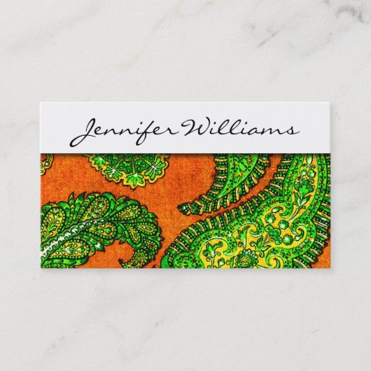 Moderne Berufliche Orange Paisley Business Cards Visitenkarte (Vorderseite)