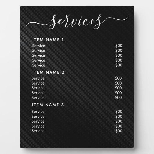 Moderne Berufliche Preisliste Fotoplatte (Vorderseite)