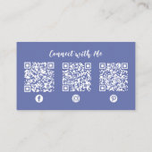 Moderne Berufliche QR Code Social Media Blue Visitenkarte (Rückseite)