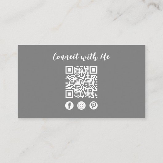 Moderne Berufliche QR Code Social Media Grau Visitenkarte (Rückseite)