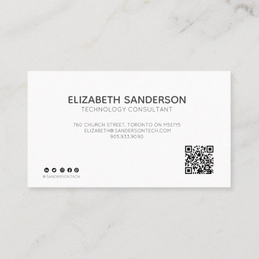 Moderne Berufliche QR CODE-Visitenkarte Visitenkarte (Rückseite)