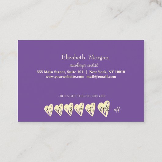 Moderne Berufliche Rahmen, goldene Herzen Opal Treuekarte (Rückseite)