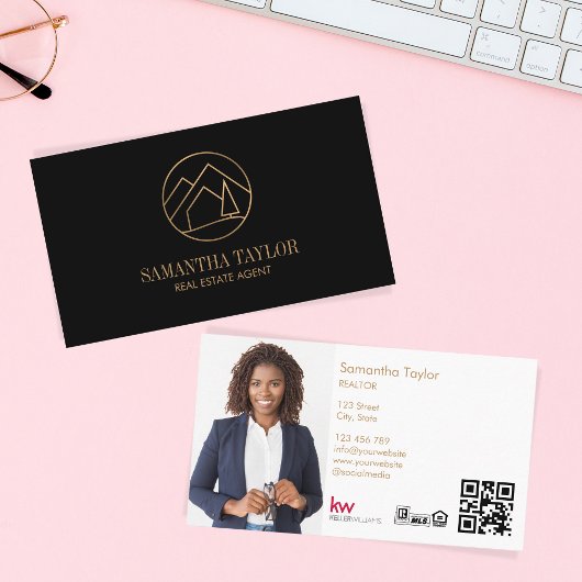 Moderne Berufliche Realtor Mountain Realty QRCode Visitenkarte