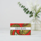 Moderne Berufliche Red Paisley Business Cards Visitenkarte (Stehend Vorderseite)
