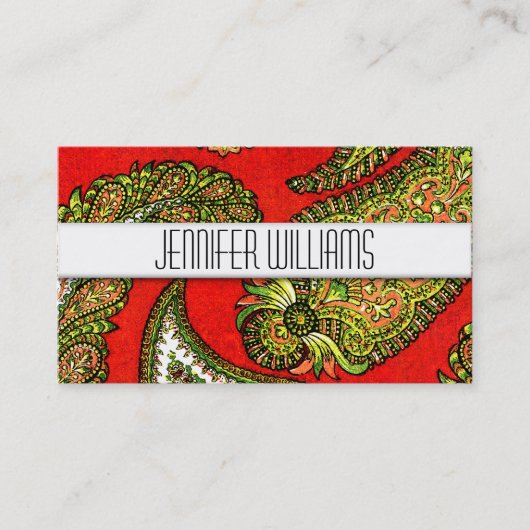 Moderne Berufliche Red Paisley Business Cards Visitenkarte (Vorderseite)