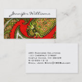 Moderne Berufliche Red Paisley Business Cards Visitenkarte (Vorne/Hinten)