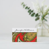 Moderne Berufliche Red Paisley Business Cards Visitenkarte (Stehend Vorderseite)