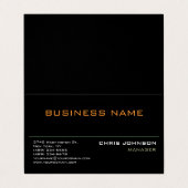 Moderne Berufliche, reiche schwarze Visitenkarte Visitenkarten (Außenseite Aufgefaltet)