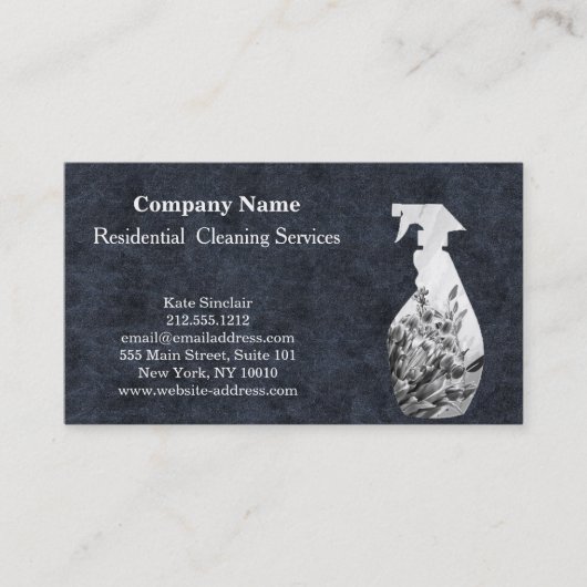 Moderne Berufliche Reinigungs-Spray-Flasche Visitenkarte (Vorderseite)