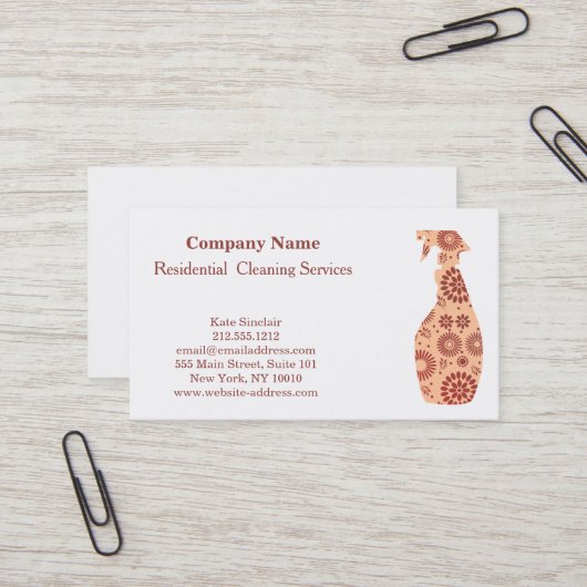 Moderne Berufliche Reinigungs-Spray-Flasche Visitenkarte (Vorderseite/Rückseite Beispiel)