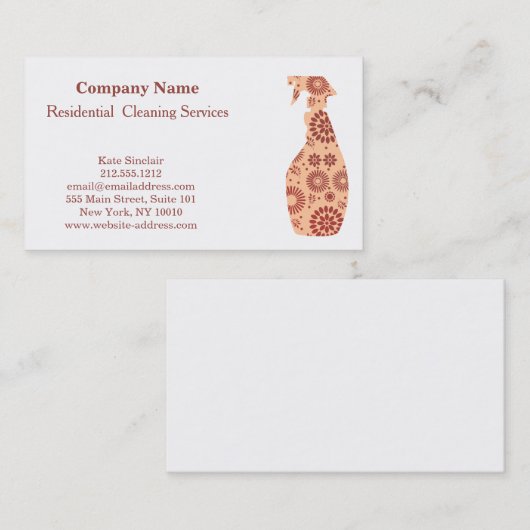 Moderne Berufliche Reinigungs-Spray-Flasche Visitenkarte (Vorne/Hinten)