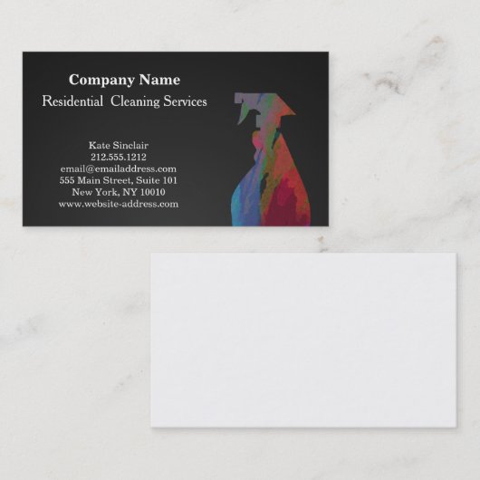 Moderne Berufliche Reinigungs-Spray-Flasche Visitenkarte (Vorne/Hinten)