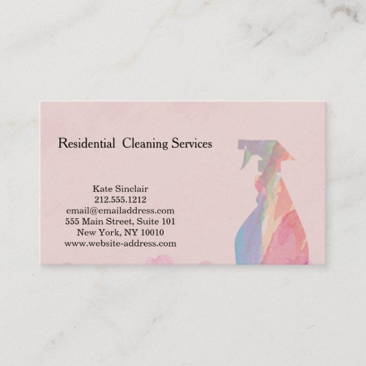 Moderne Berufliche Reinigungs-Spray-Flasche Visitenkarte (Vorderseite)