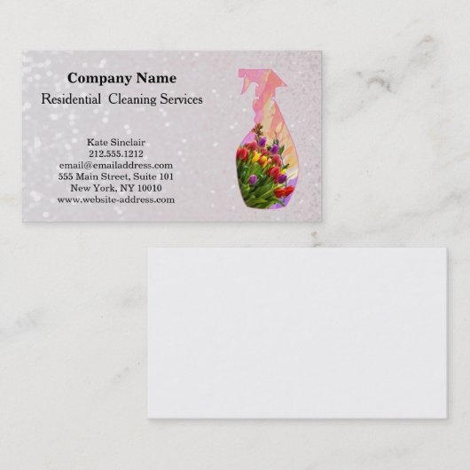 Moderne Berufliche Reinigungs-Spray-Flasche Visitenkarte (Vorne/Hinten)