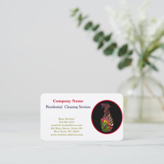 Moderne Berufliche Reinigungs-Spray-Flasche Visitenkarte (Stehend Vorderseite)