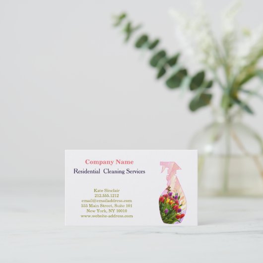 Moderne Berufliche Reinigungs-Spray-Flasche Visitenkarte (Stehend Vorderseite)