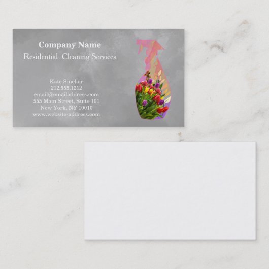 Moderne Berufliche Reinigungs-Spray-Flasche Visitenkarte (Vorne/Hinten)