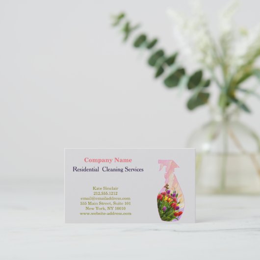 Moderne Berufliche Reinigungs-Spray-Flasche Visitenkarte (Stehend Vorderseite)