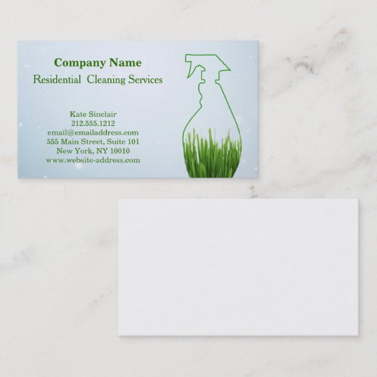 Moderne Berufliche Reinigungs-Spray-Flasche Visitenkarte (Vorne/Hinten)