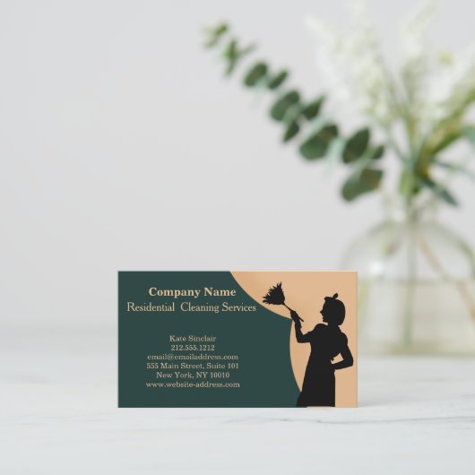 Moderne Berufliche Reinigungsdienstkarte Visitenkarte (Stehend Vorderseite)