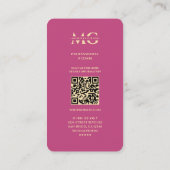 Moderne Berufliche Rosa-Monogramm Qr Visitenkarte (Rückseite)