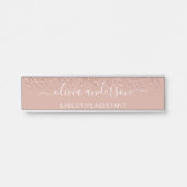 Moderne Berufliche Rose Gold Blush Pink Glitzer Türschild (Vorderseite )
