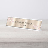 Moderne Berufliche Rose Gold Sparkasse Schreibtischnamensplakette (Vorderseite )