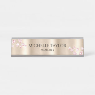 Moderne Berufliche Rose Gold Sparkasse Schreibtischnamensplakette
