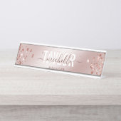 Moderne Berufliche Rose Gold Sparkone Glitzer Schreibtischnamensplakette (Vorderseite )