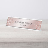 Moderne Berufliche Rose Gold Sparkone Glitzer Schreibtischnamensplakette (Vorderseite )