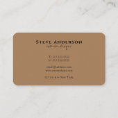 Moderne Berufliche Schlicht-hellbraune Signatur Visitenkarte (Rückseite)