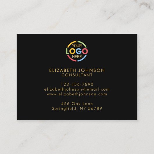 Moderne Berufliche Schwarz & Gold Einfache Erinner Terminkarte (Rückseite)